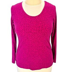 Careisma by Sofia Vergara Women's L Long Sleeve Tee Shirt Fuschia VNeck Che